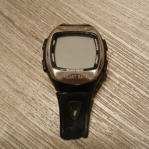 Sportsline Black Silver Tone Heart Rate Digital Sports Watch WR 50M Parts/Repair